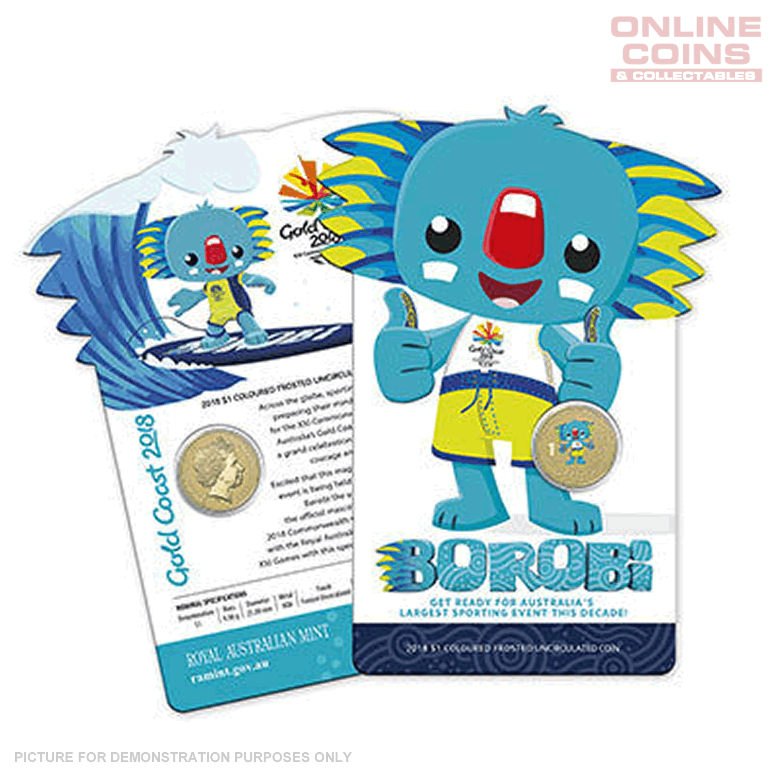 2018 $1 AlBr Coloured Uncirculated Carded Coin - Borobi